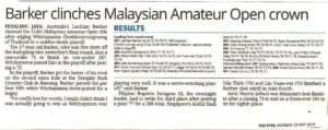 Barker Clinches Malaysian Amateur Open Crown