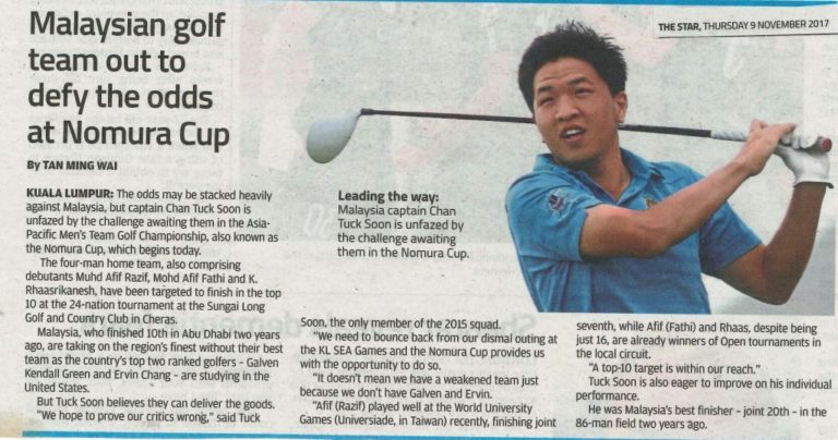 Malaysian Golf Team Out To Defy The Odds At Nomura Cup