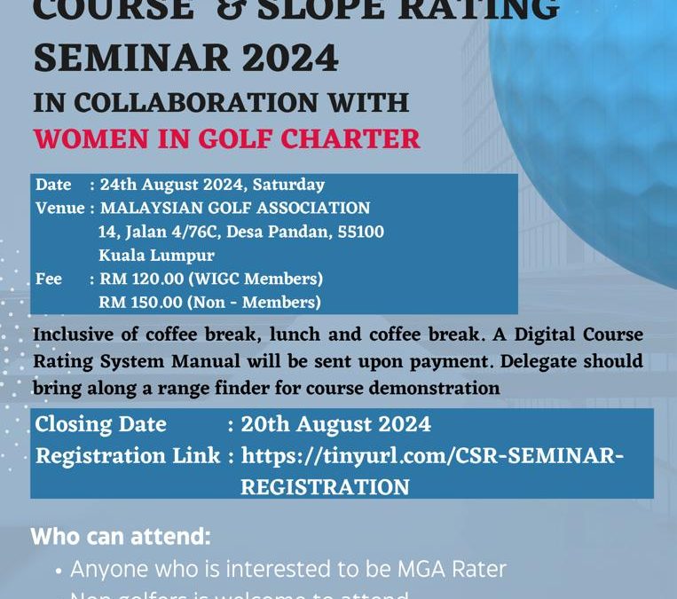 MGA Course & Slope Rating Seminar in collaboration with the Women in Golf Charter