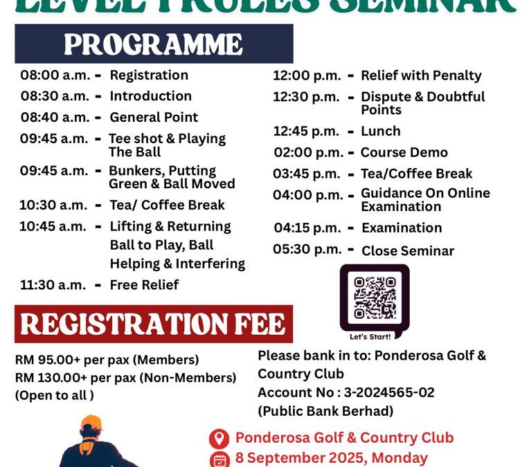 R&A/MGA Level 1 Rules Seminar at Ponderosa Golf & Country Club!