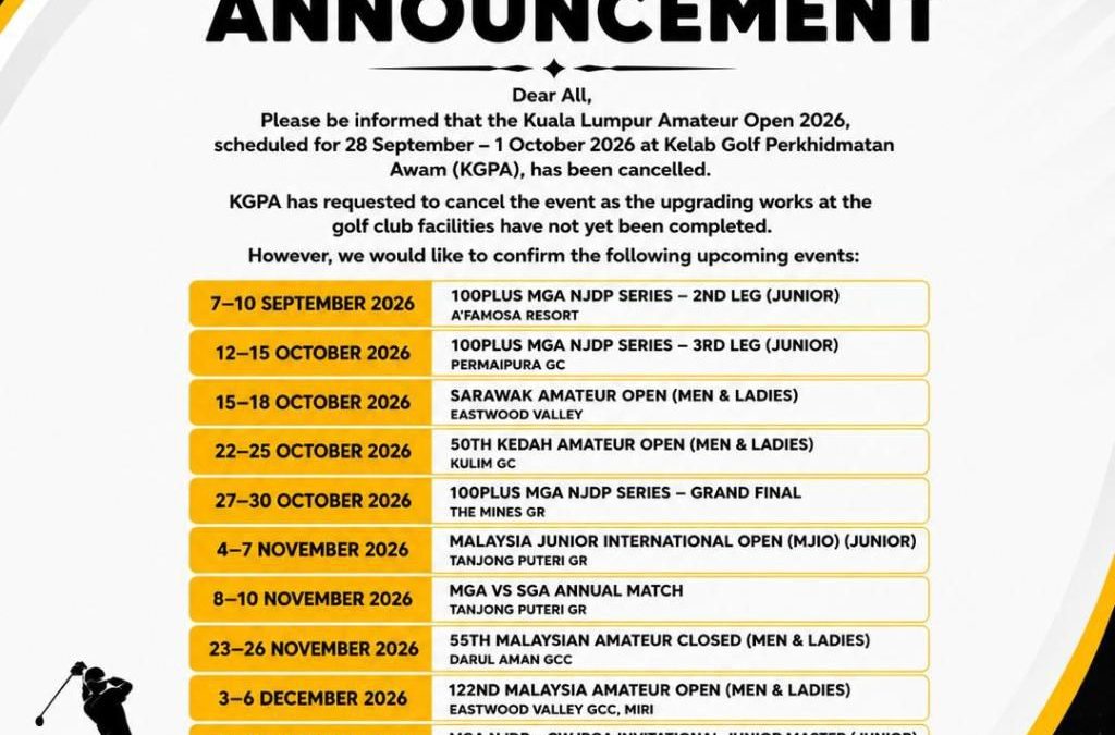 CANCELLATION OF KUALA LUMPUR AMATEUR OPEN 2026